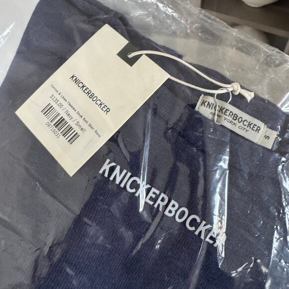 Knickerbocker Flamme Dock Knit Short Sleeve Shirt S NEW Striped Navy Cotton Crew - Picture 5 of 7